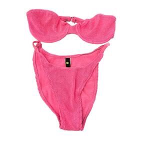 Vintage 80s Raisins Pink High Waist Summer Swimsuit Bikini Set Size L(9-11)